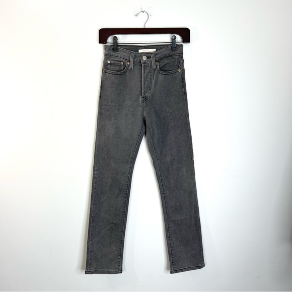 Levis Wedgie straight high rise grey jeans 24 - Picture 4 of 15